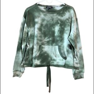 Steve Madden NWT Olive Green Tie Dye Women's Large Lightweight L/S Pullover
